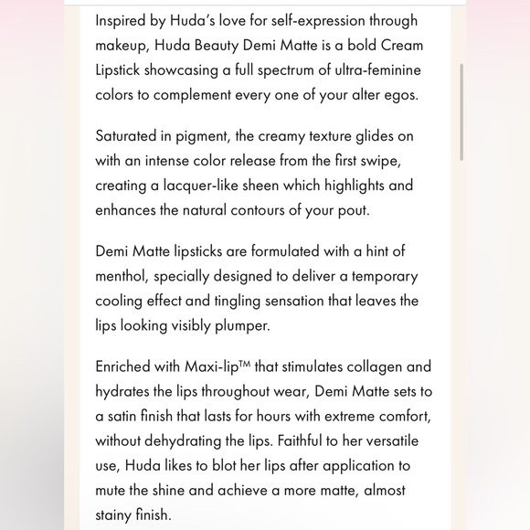 💋 HUDA BEAUTY Demi Matte Lipstick in Passionista - Picture 11 of 12